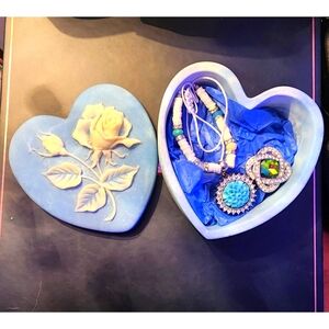 Acrylic Rose Heart Box With Broach & Bracelet